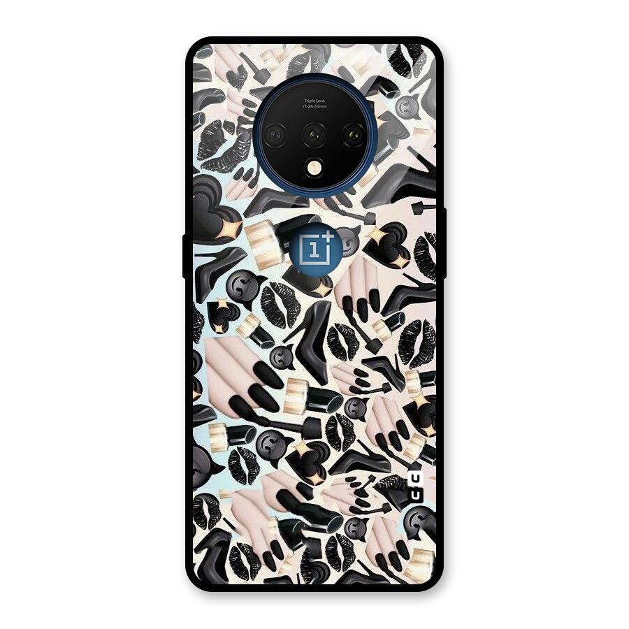 All Black Love Glass Back Case for OnePlus 7T