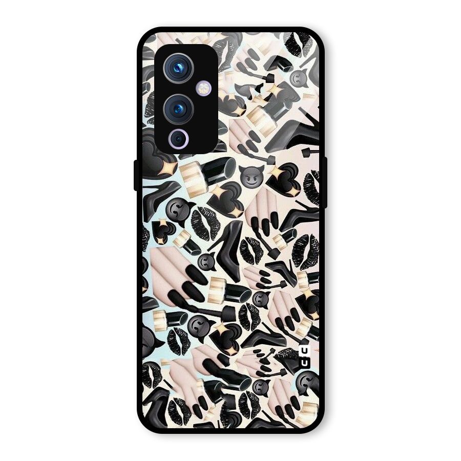 All Black Love Glass Back Case for OnePlus 9
