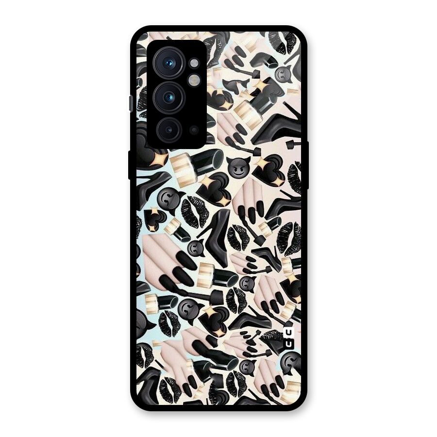 All Black Love Glass Back Case for OnePlus 9RT 5G