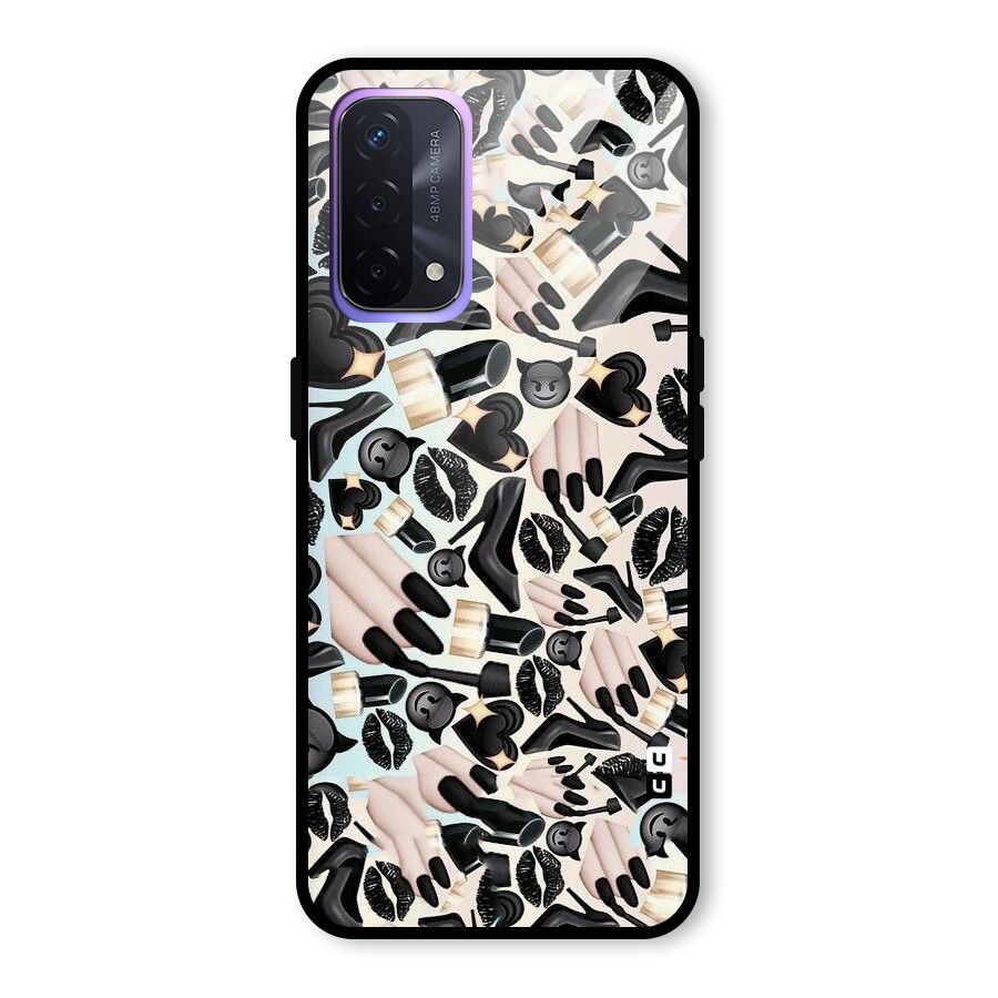 All Black Love Glass Back Case for Oppo A74 5G