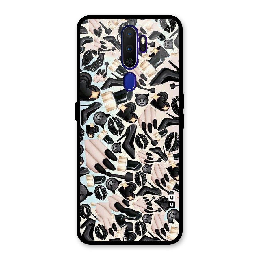 All Black Love Glass Back Case for Oppo A9 (2020)