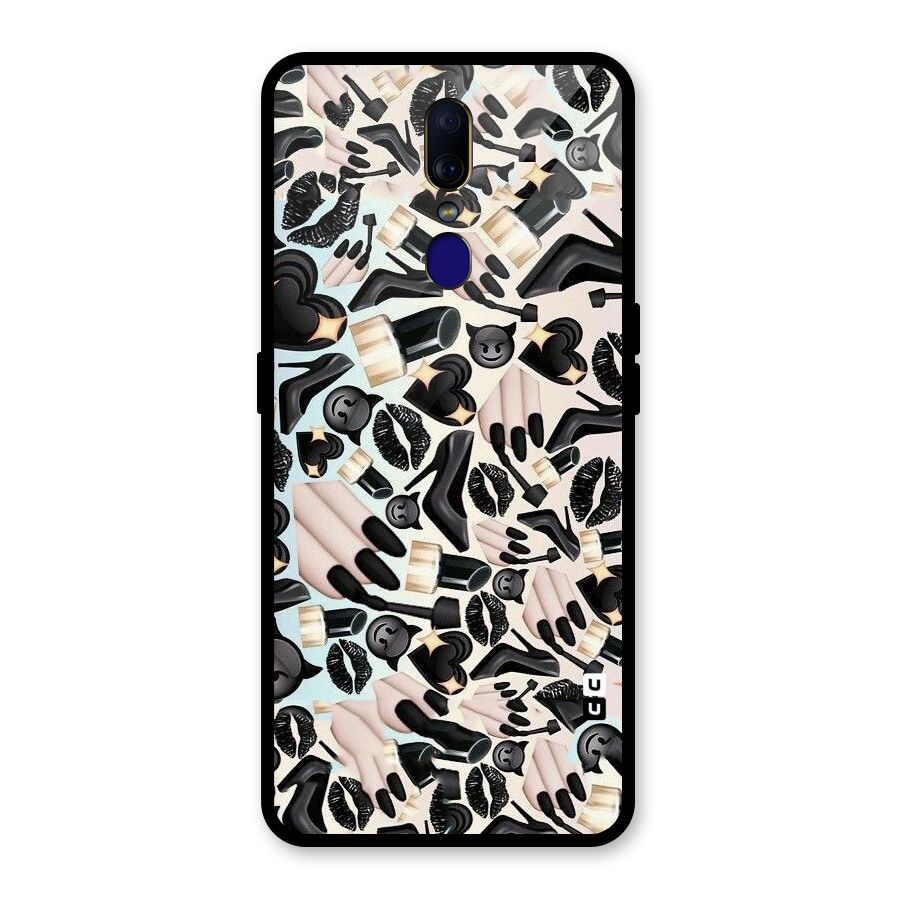 All Black Love Glass Back Case for Oppo F11