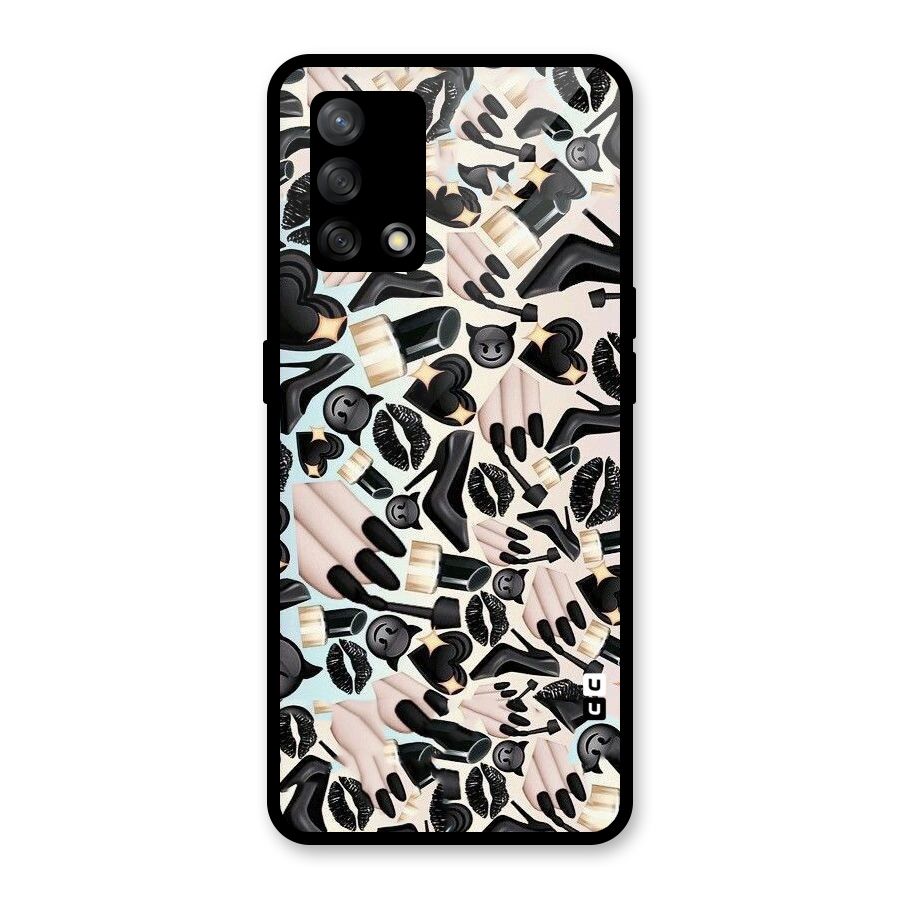 All Black Love Glass Back Case for Oppo F19