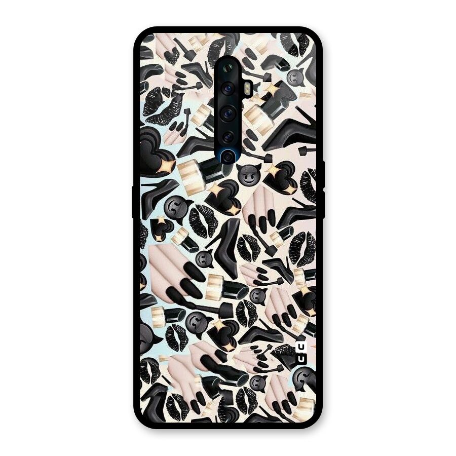 All Black Love Glass Back Case for Oppo Reno2 Z