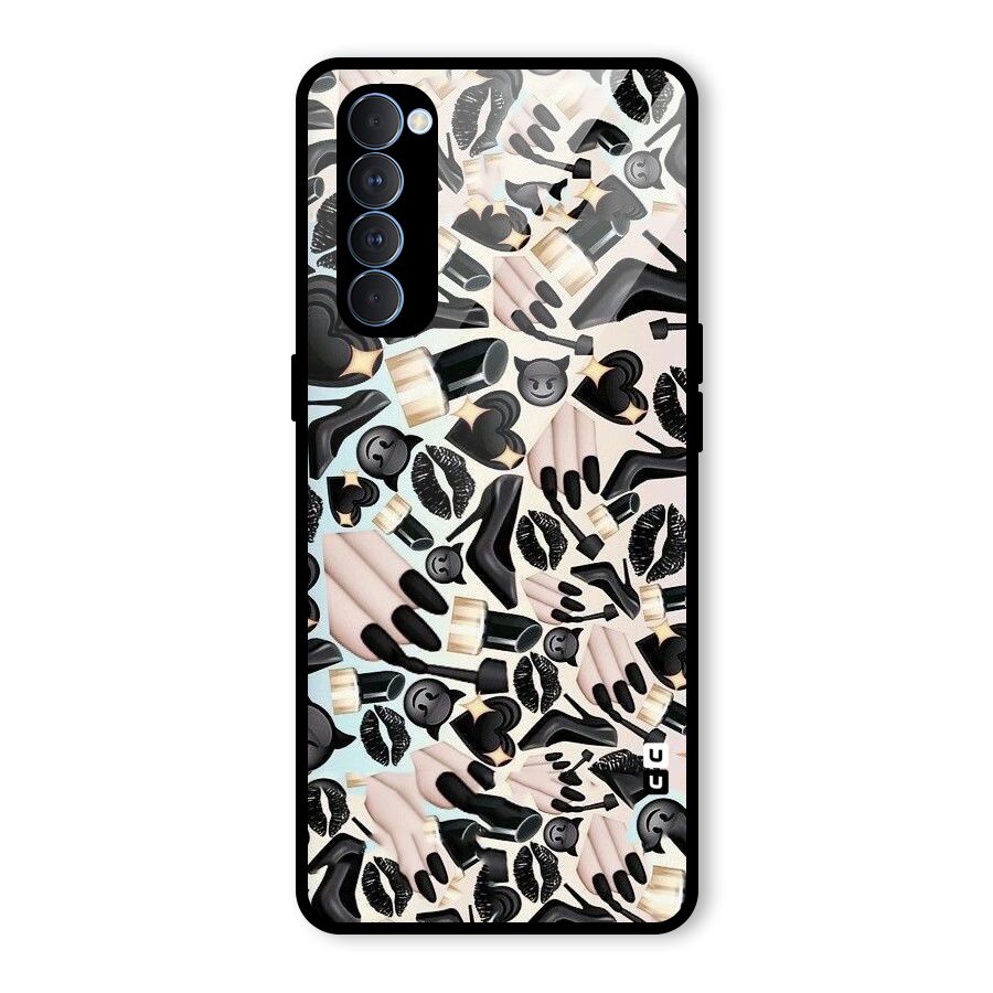 All Black Love Glass Back Case for Oppo Reno4 Pro