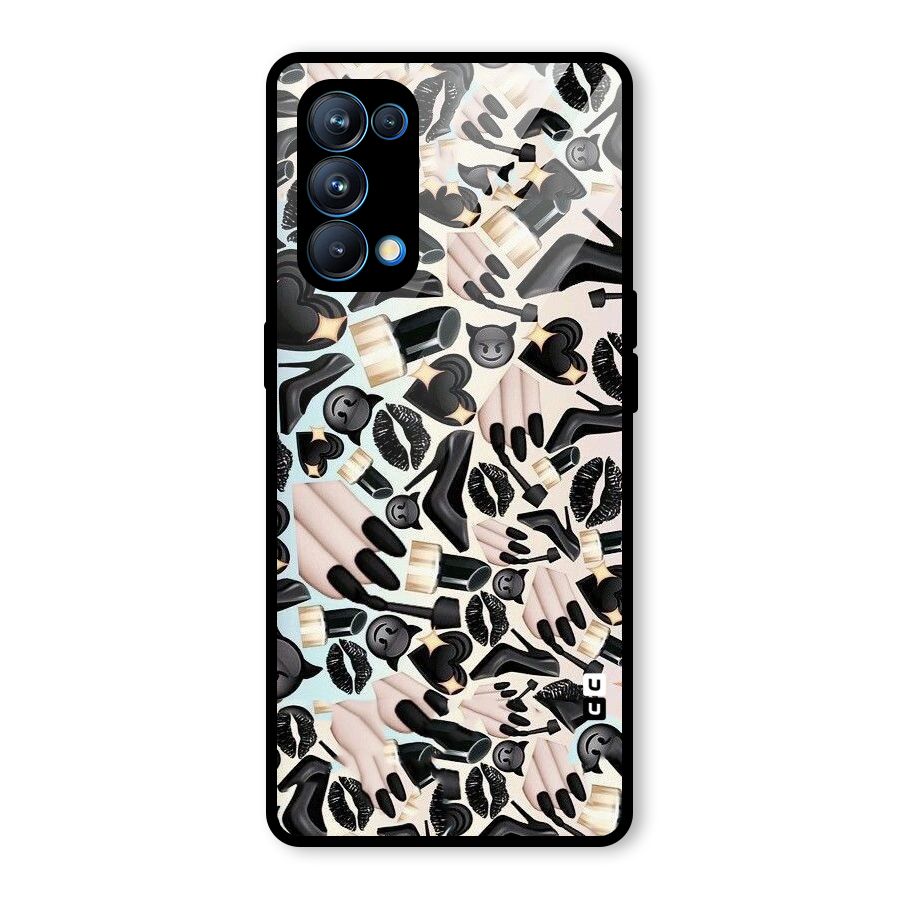 All Black Love Glass Back Case for Oppo Reno5 Pro 5G