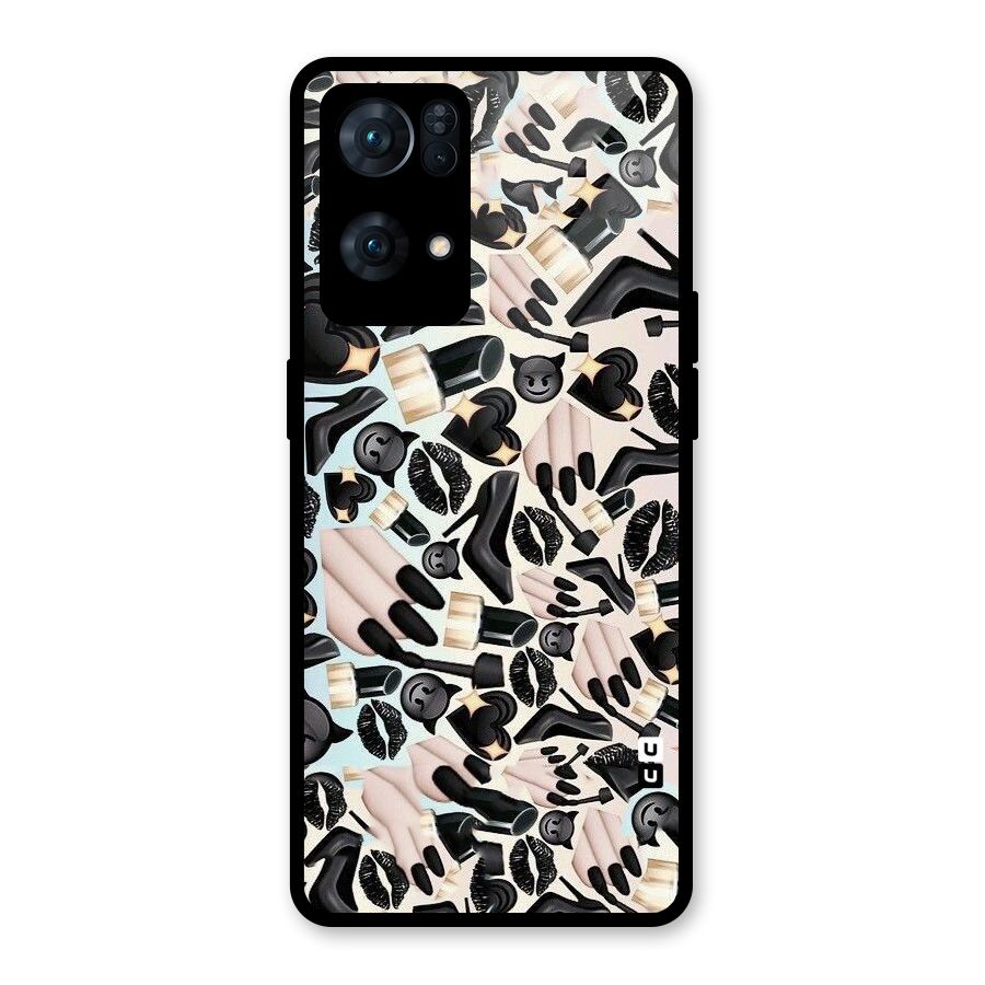 All Black Love Glass Back Case for Oppo Reno7 Pro 5G