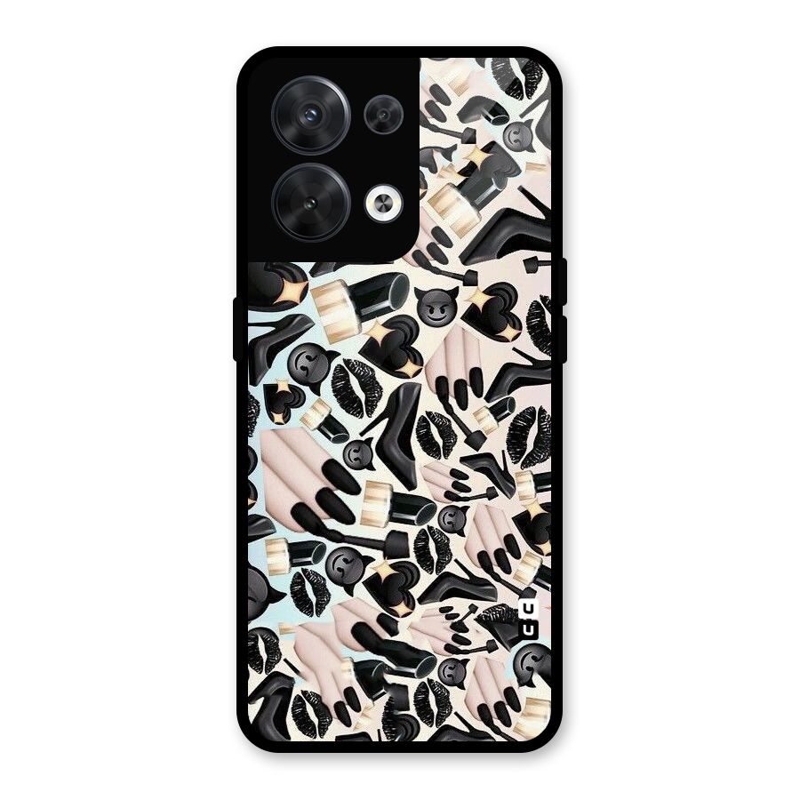 All Black Love Glass Back Case for Oppo Reno8 5G