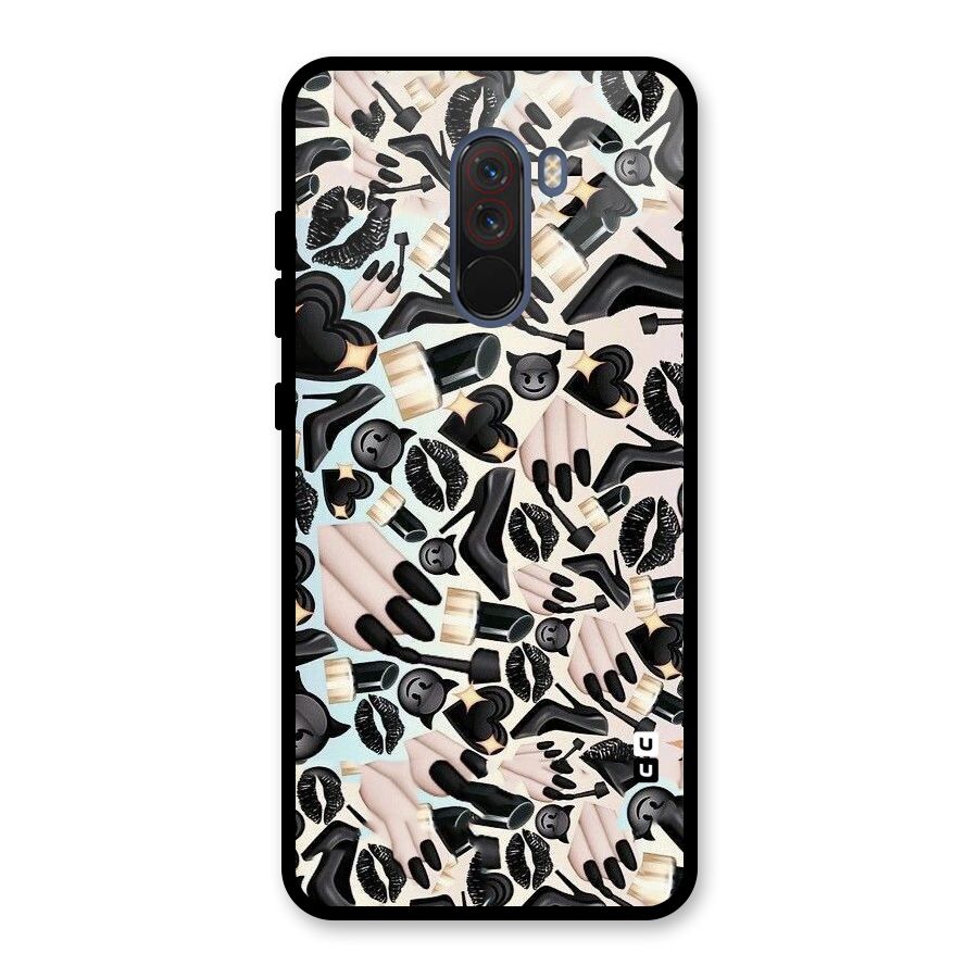 All Black Love Glass Back Case for Poco F1