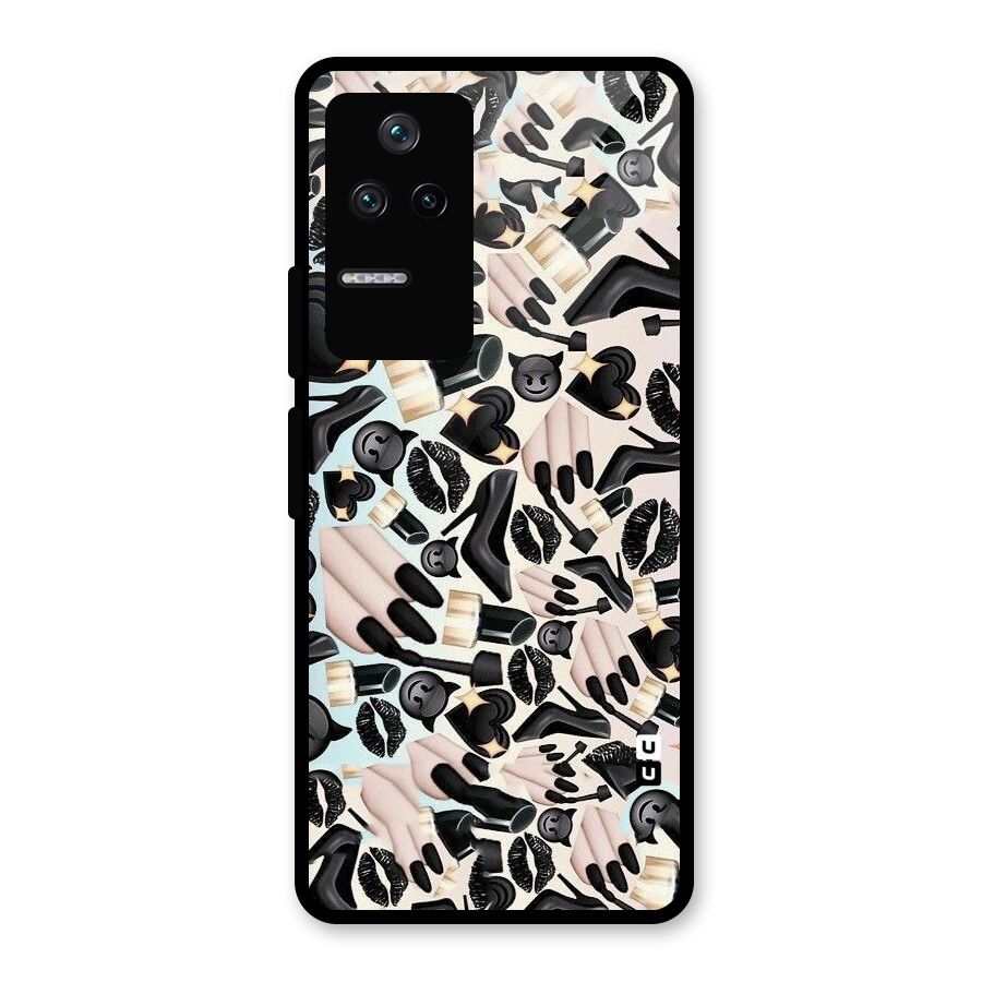 All Black Love Glass Back Case for Poco F4 5G