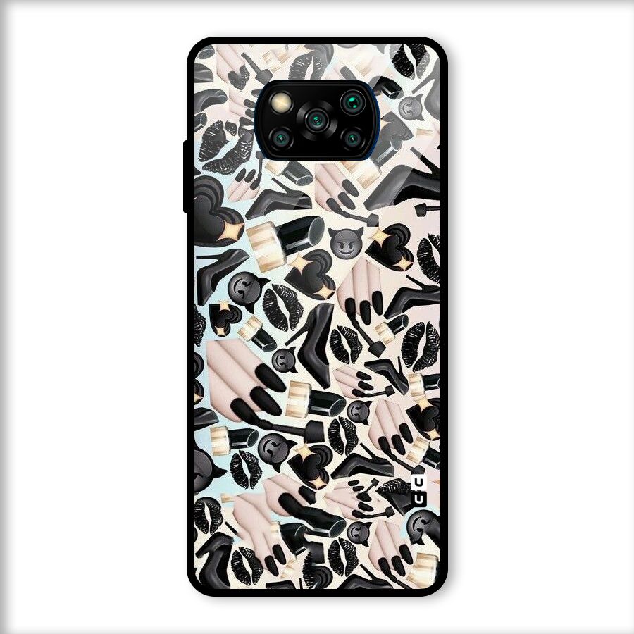 All Black Love Glass Back Case for Poco X3