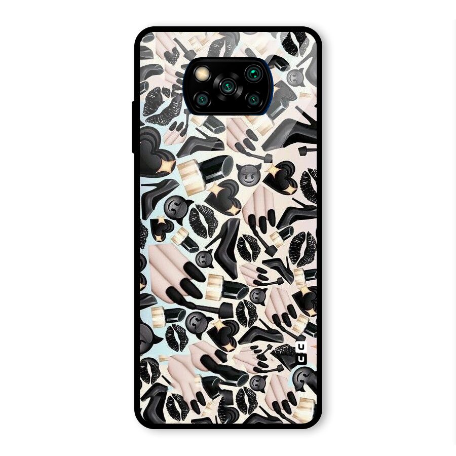 All Black Love Glass Back Case for Poco X3 Pro