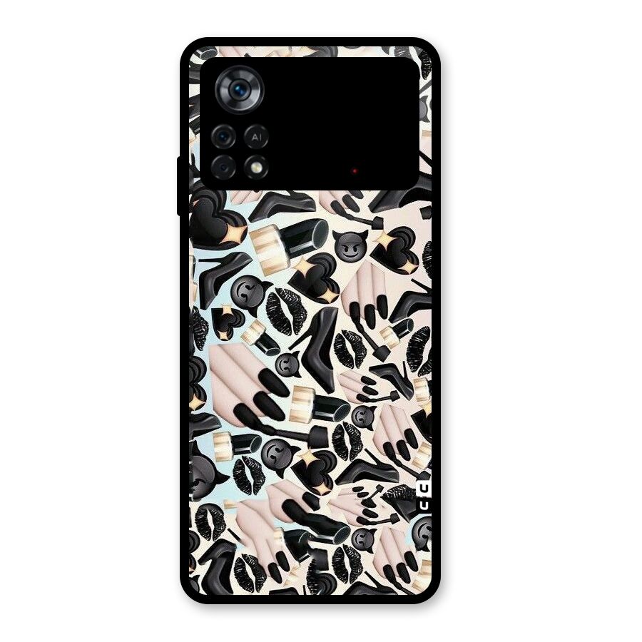 All Black Love Glass Back Case for Poco X4 Pro 5G