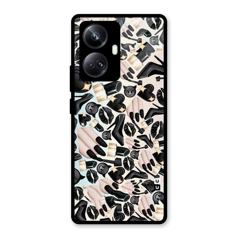 All Black Love Glass Back Case for Realme 10 Pro Plus