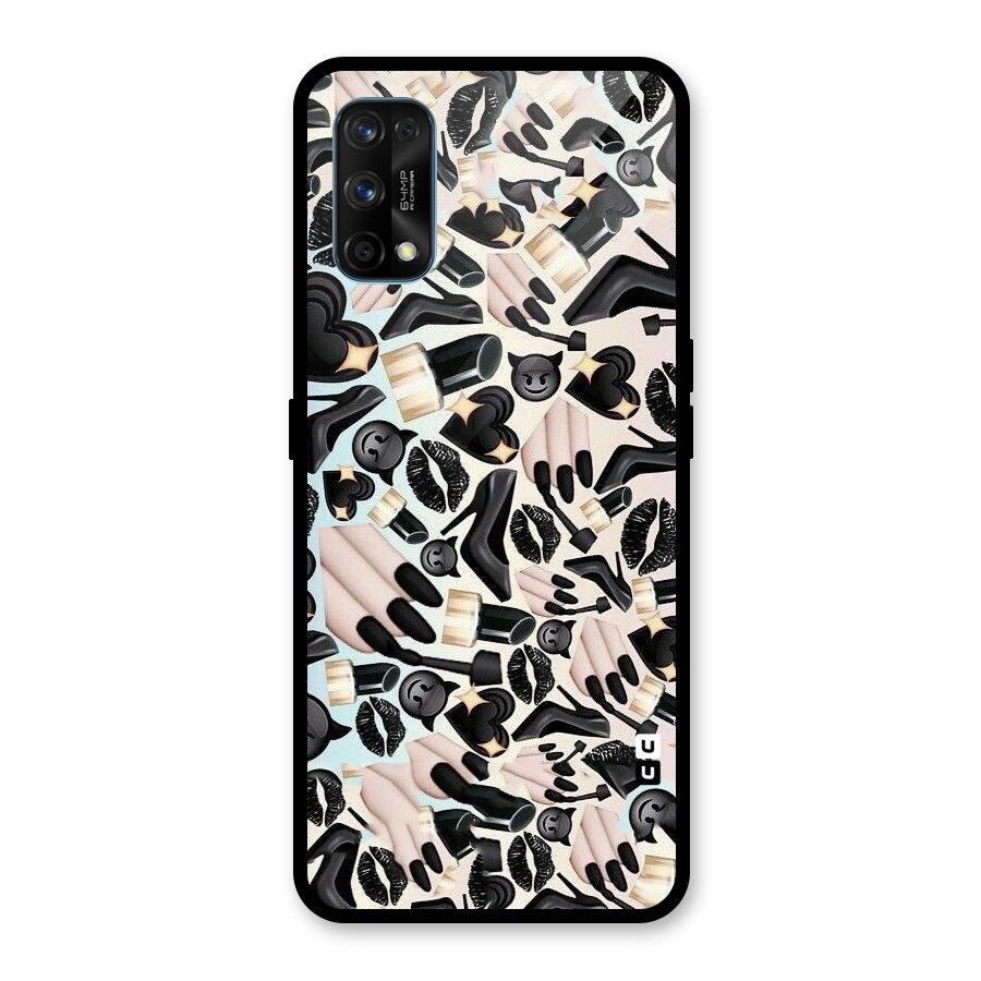 All Black Love Glass Back Case for Realme 7 Pro