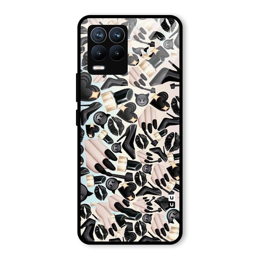 All Black Love Glass Back Case for Realme 8 Pro
