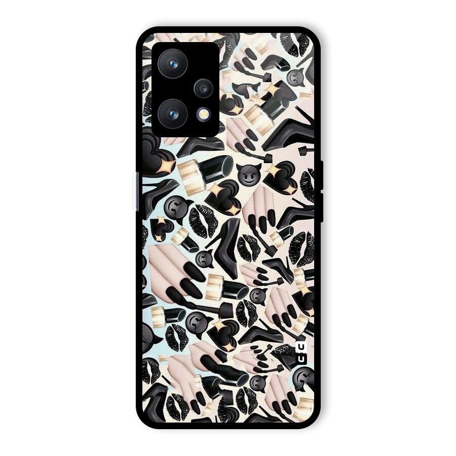 All Black Love Glass Back Case for Realme 9 Pro 5G