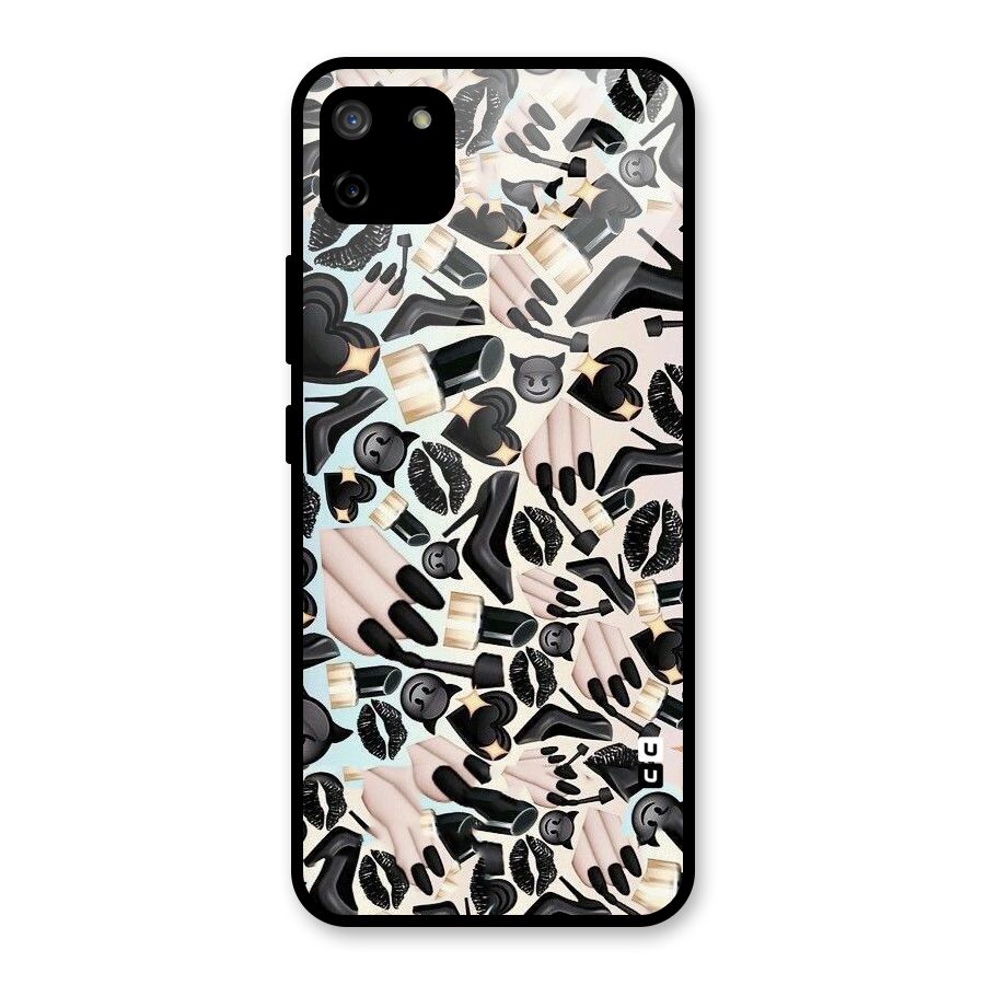 All Black Love Glass Back Case for Realme C11
