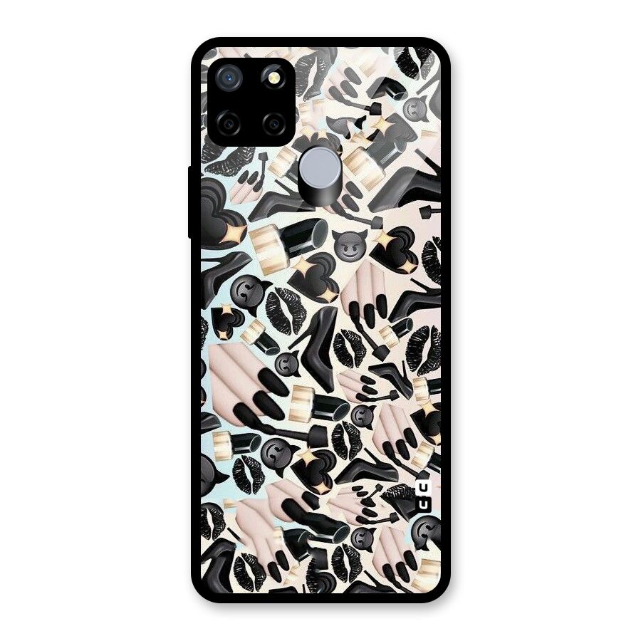 All Black Love Glass Back Case for Realme C15