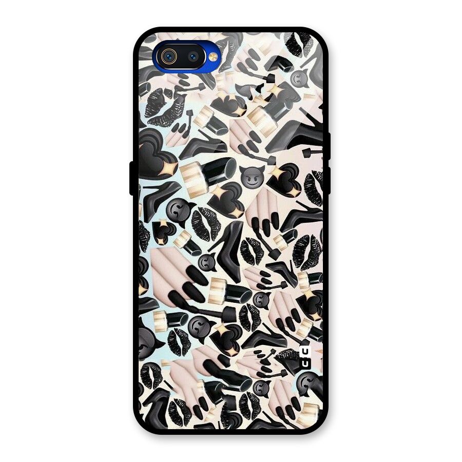 All Black Love Glass Back Case for Realme C2