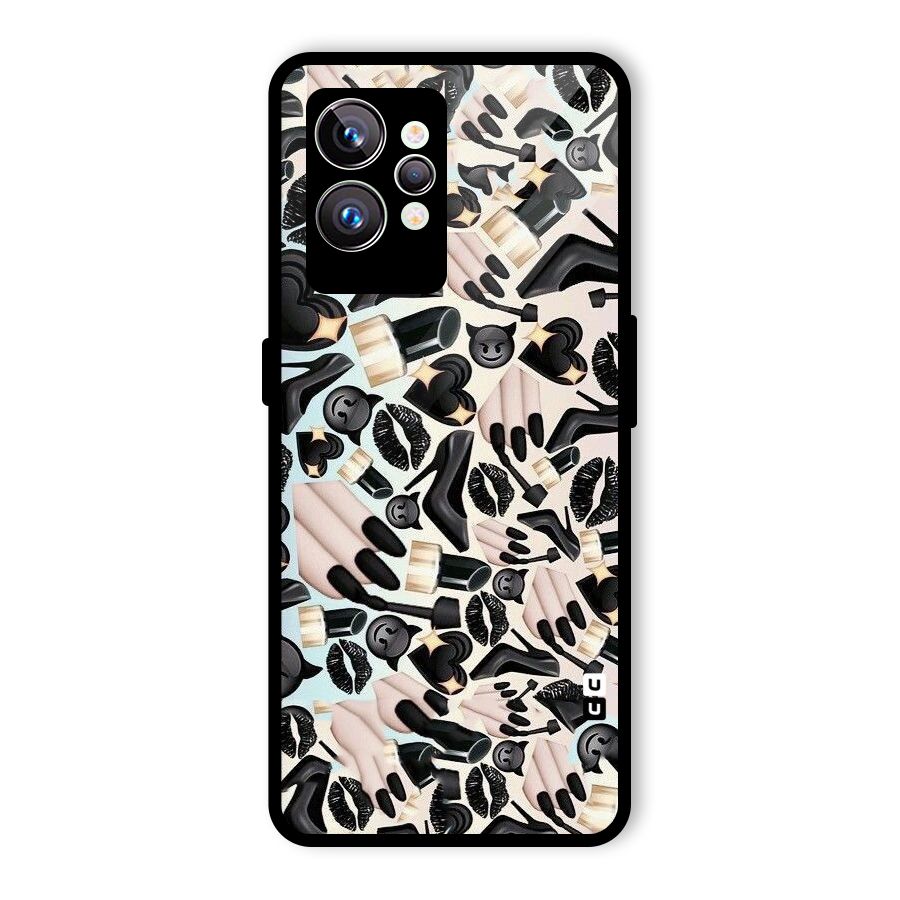 All Black Love Glass Back Case for Realme GT2 Pro