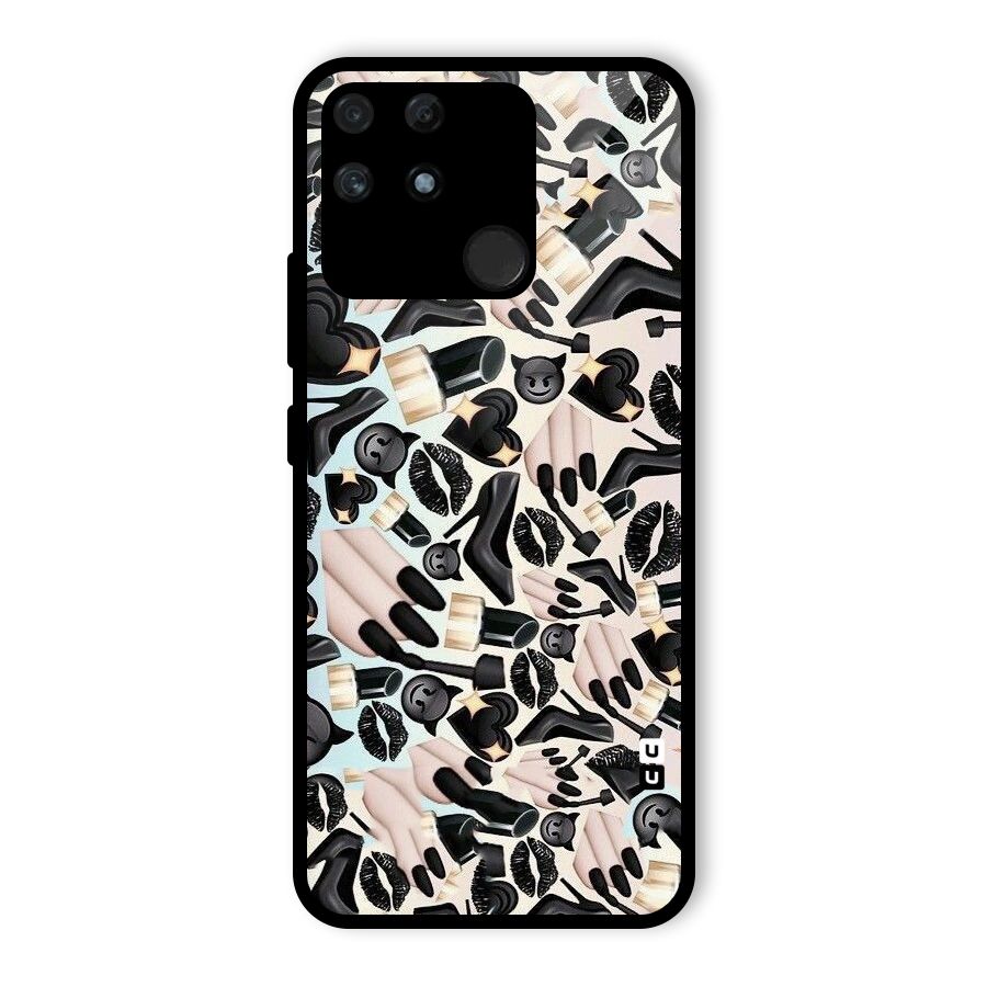 All Black Love Glass Back Case for Realme Narzo 50A