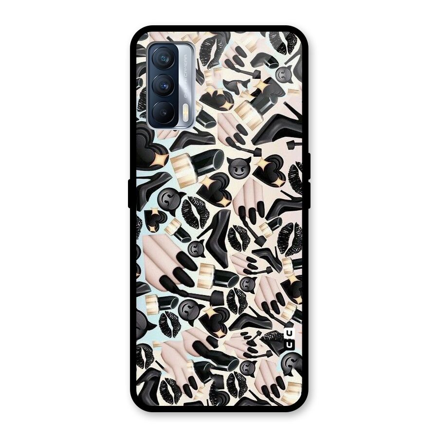 All Black Love Glass Back Case for Realme X7