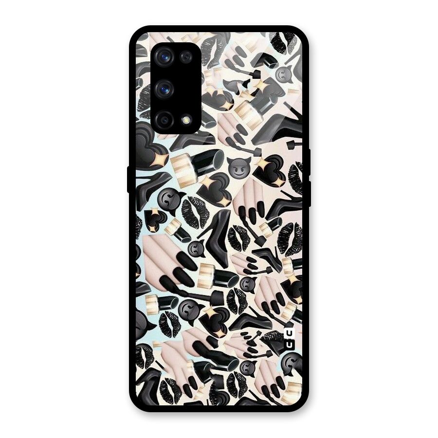 All Black Love Glass Back Case for Realme X7 Pro