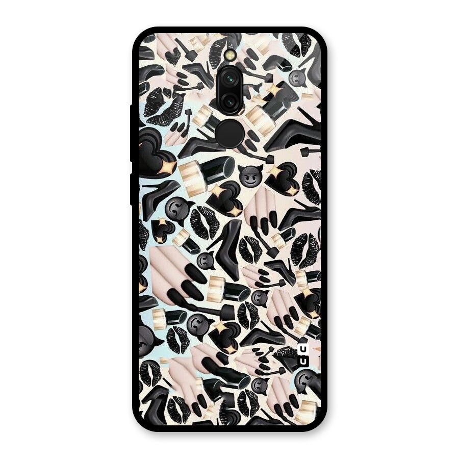 All Black Love Glass Back Case for Redmi 8