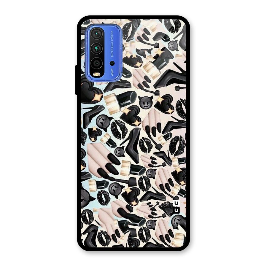 All Black Love Glass Back Case for Redmi 9 Power