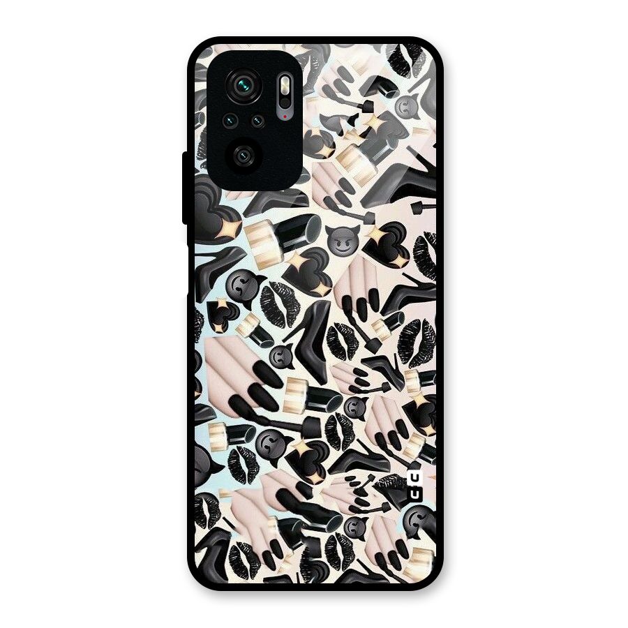 All Black Love Glass Back Case for Redmi Note 10S