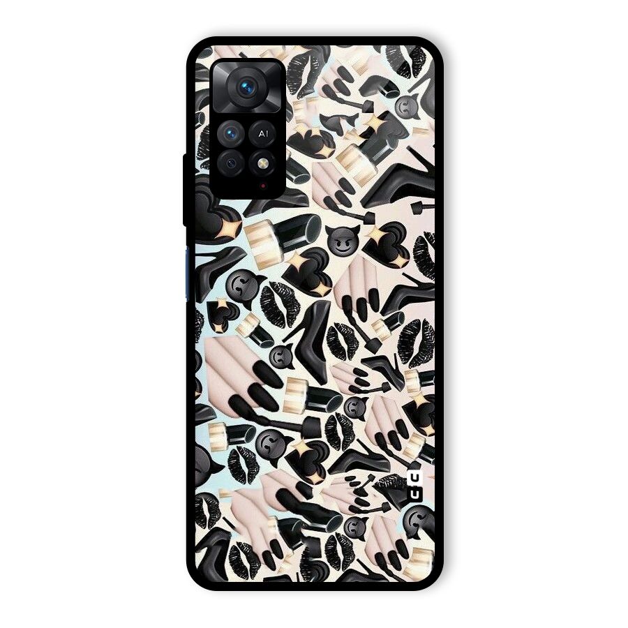 All Black Love Glass Back Case for Redmi Note 11 Pro