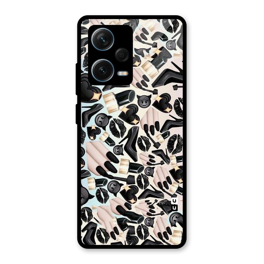 All Black Love Glass Back Case for Redmi Note 12 Pro Plus 5G