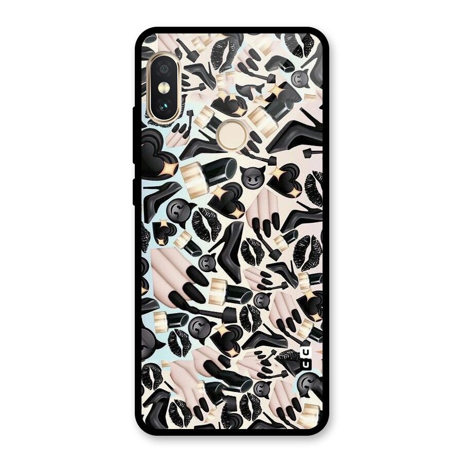 All Black Love Glass Back Case for Redmi Note 5 Pro