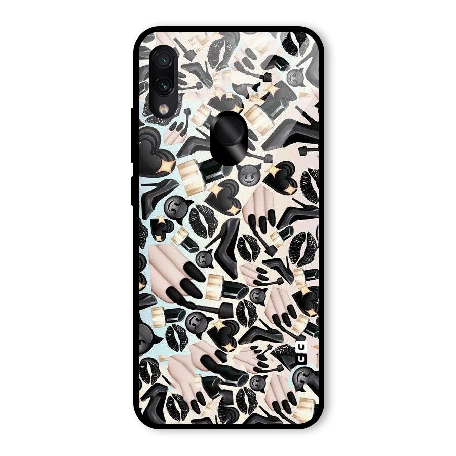 All Black Love Glass Back Case for Redmi Note 7 Pro