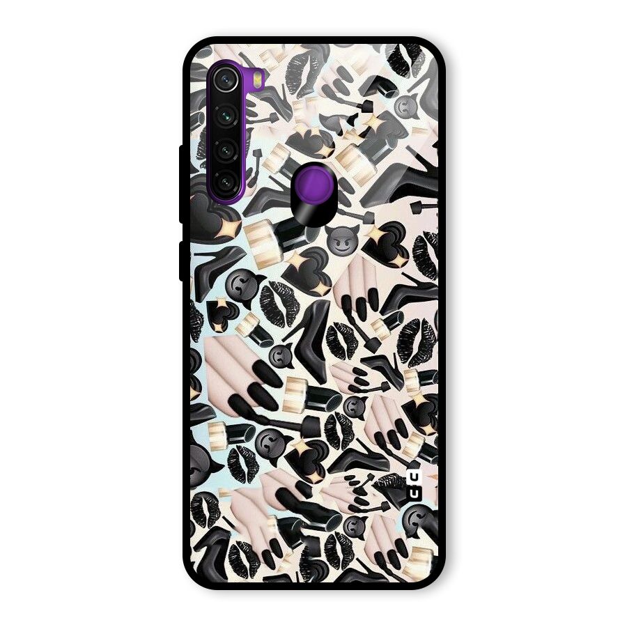 All Black Love Glass Back Case for Redmi Note 8