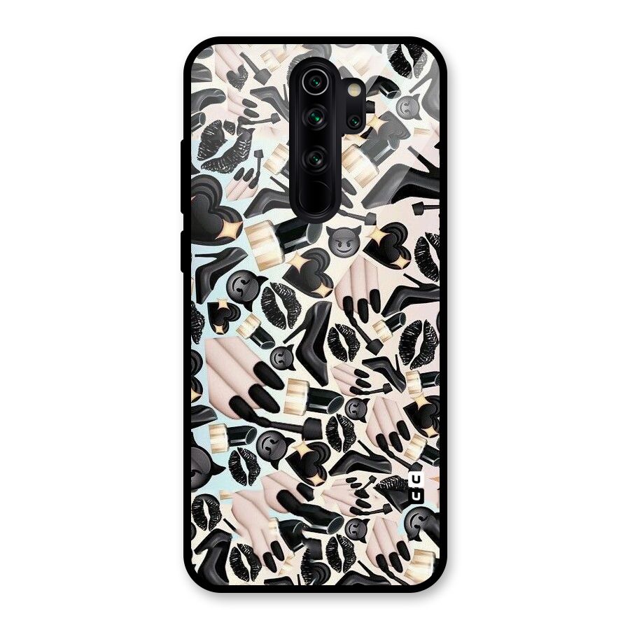 All Black Love Glass Back Case for Redmi Note 8 Pro
