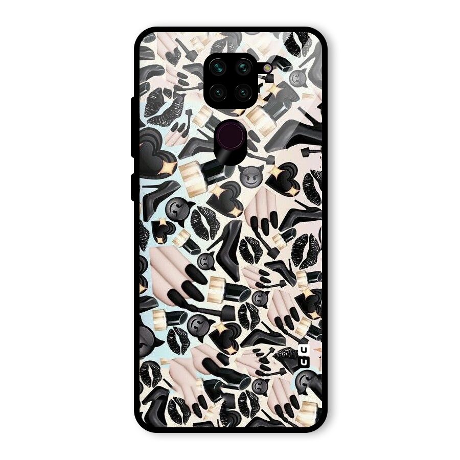 All Black Love Glass Back Case for Redmi Note 9