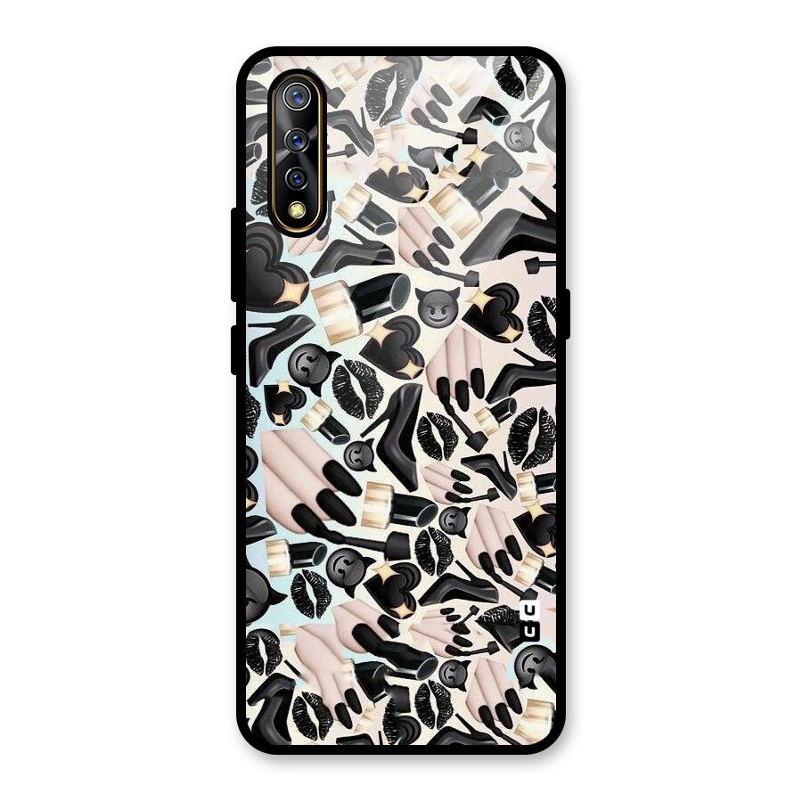 All Black Love Glass Back Case for Vivo S1
