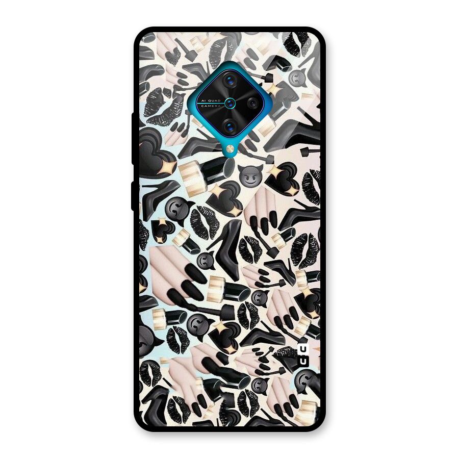 All Black Love Glass Back Case for Vivo S1 Pro