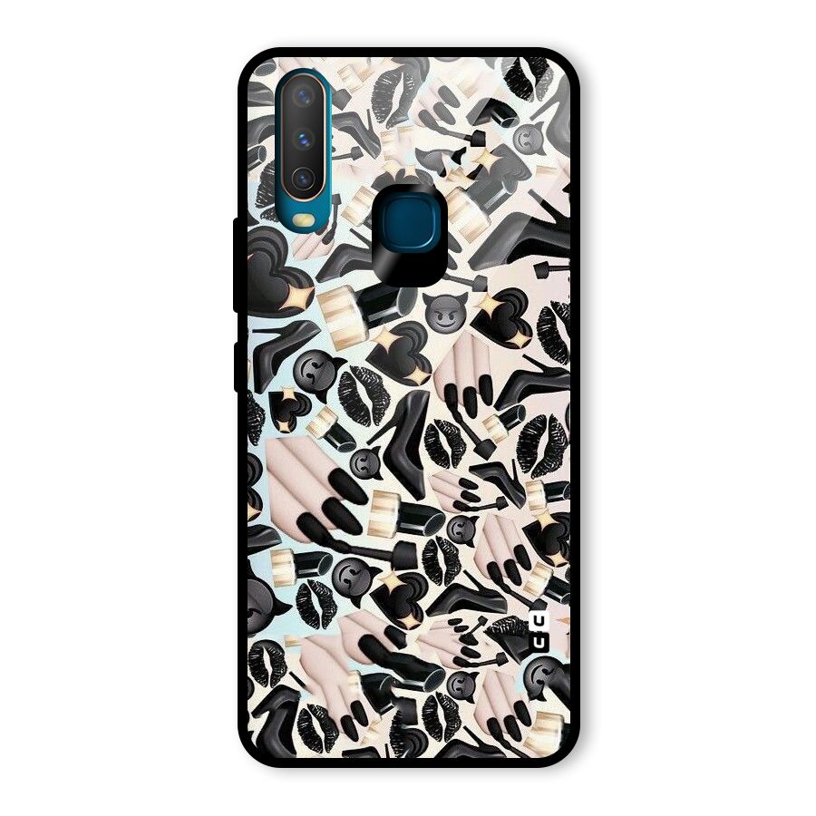 All Black Love Glass Back Case for Vivo U10