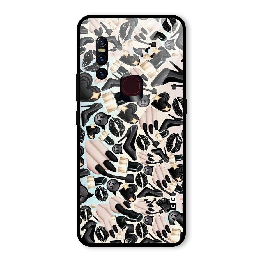 All Black Love Glass Back Case for Vivo V15