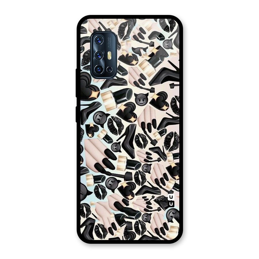 All Black Love Glass Back Case for Vivo V17