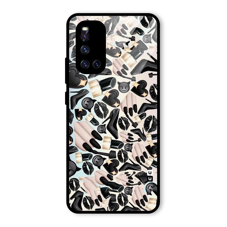 All Black Love Glass Back Case for Vivo V19