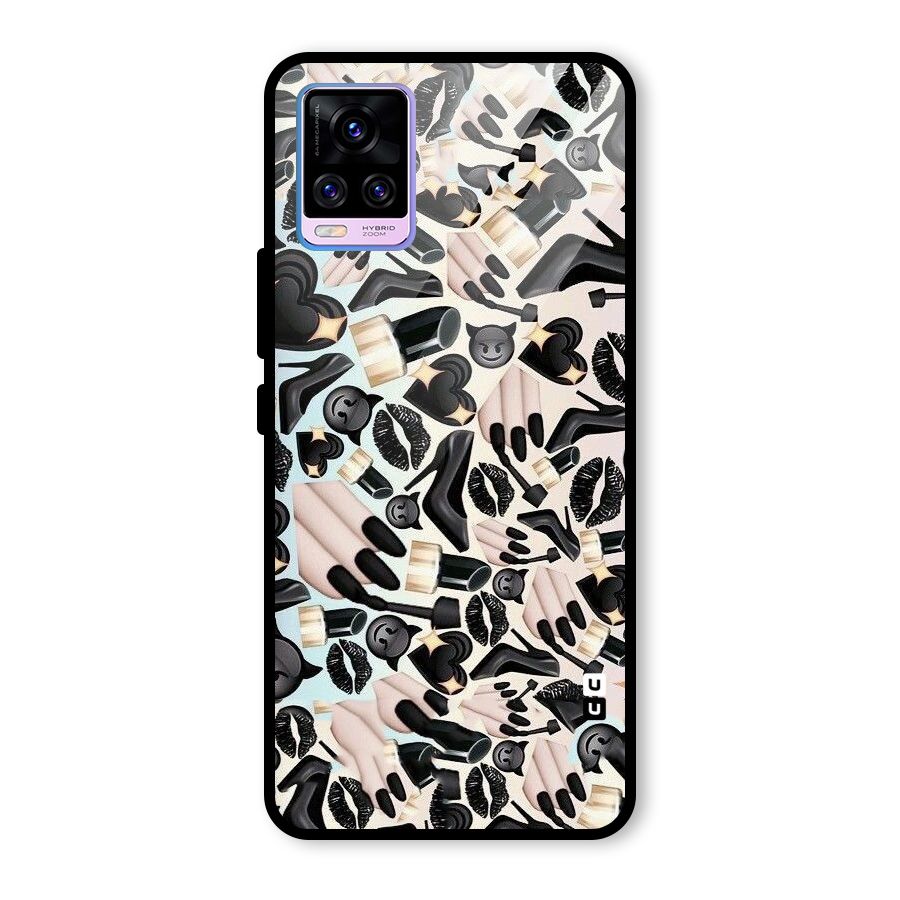 All Black Love Glass Back Case for Vivo V20 Pro