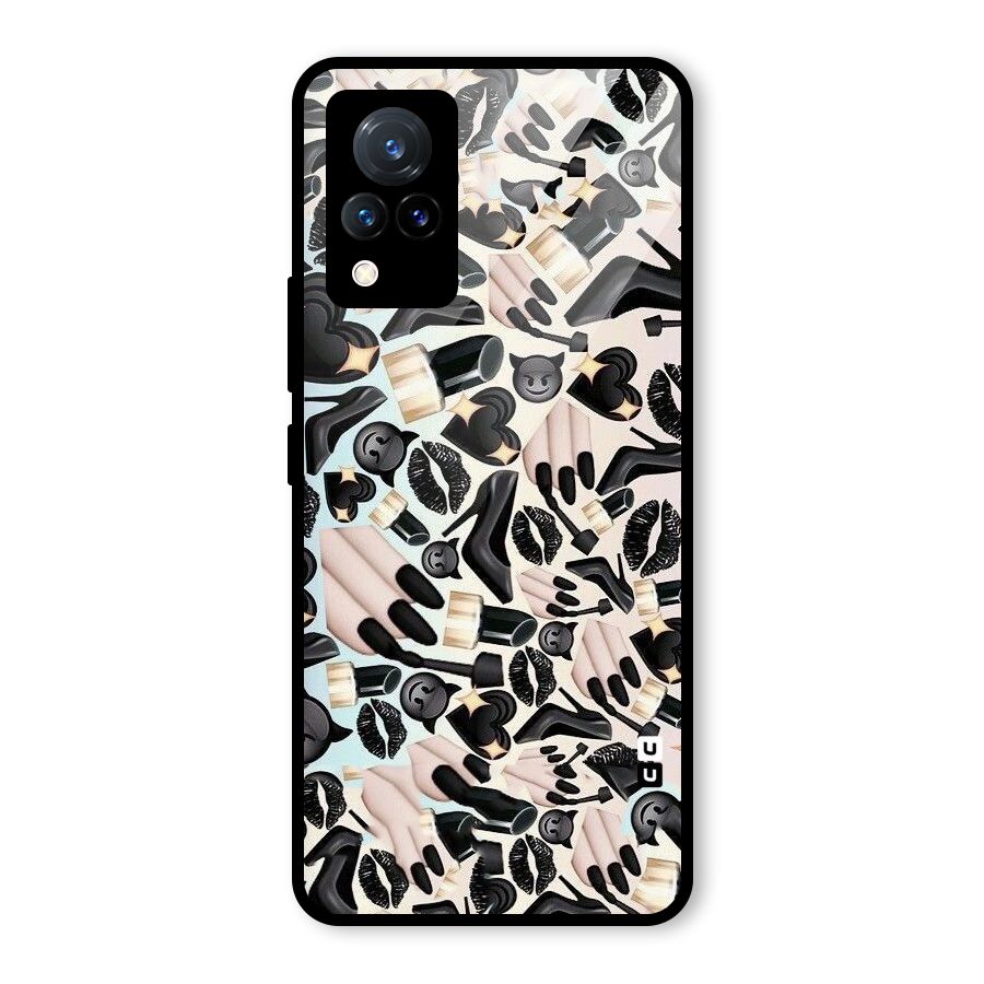 All Black Love Glass Back Case for Vivo V21 5G