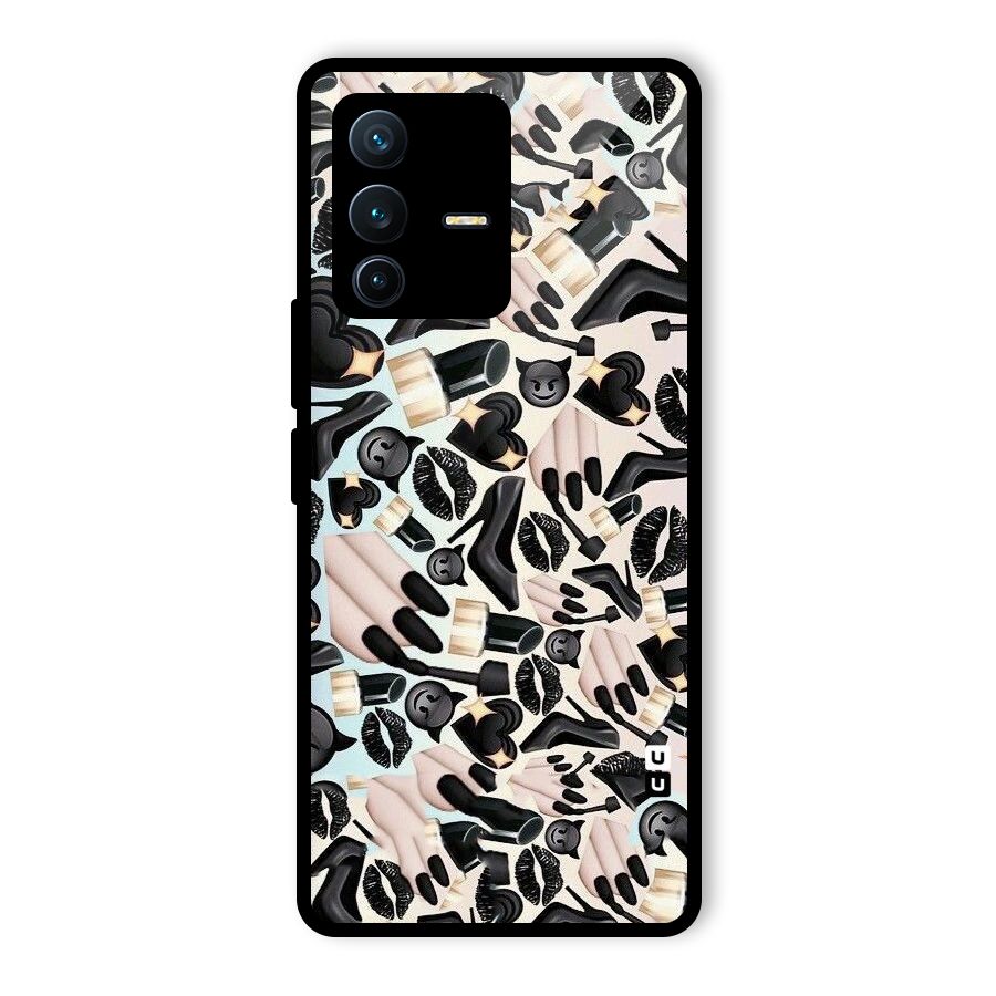 All Black Love Glass Back Case for Vivo V23 Pro