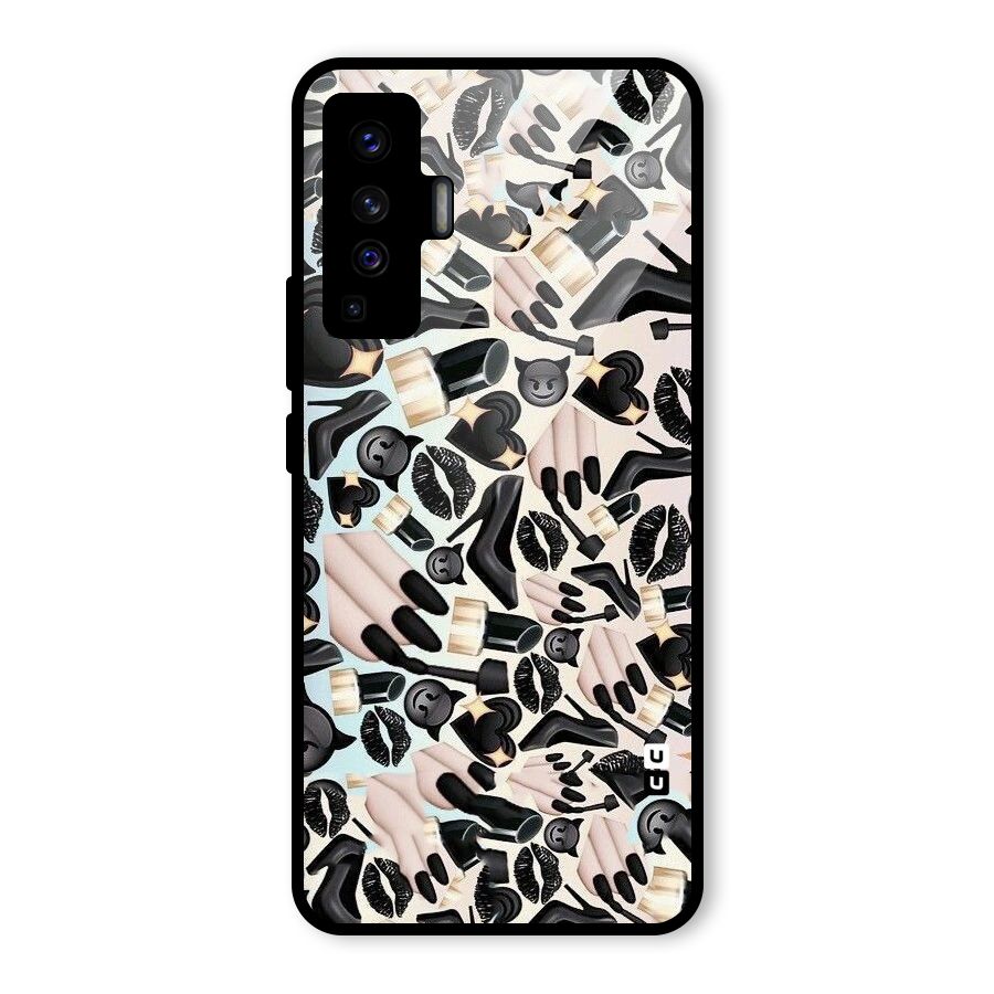 All Black Love Glass Back Case for Vivo X50