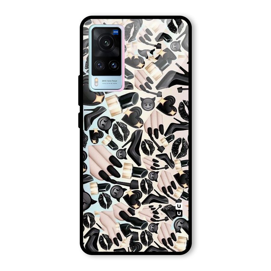 All Black Love Glass Back Case for Vivo X60