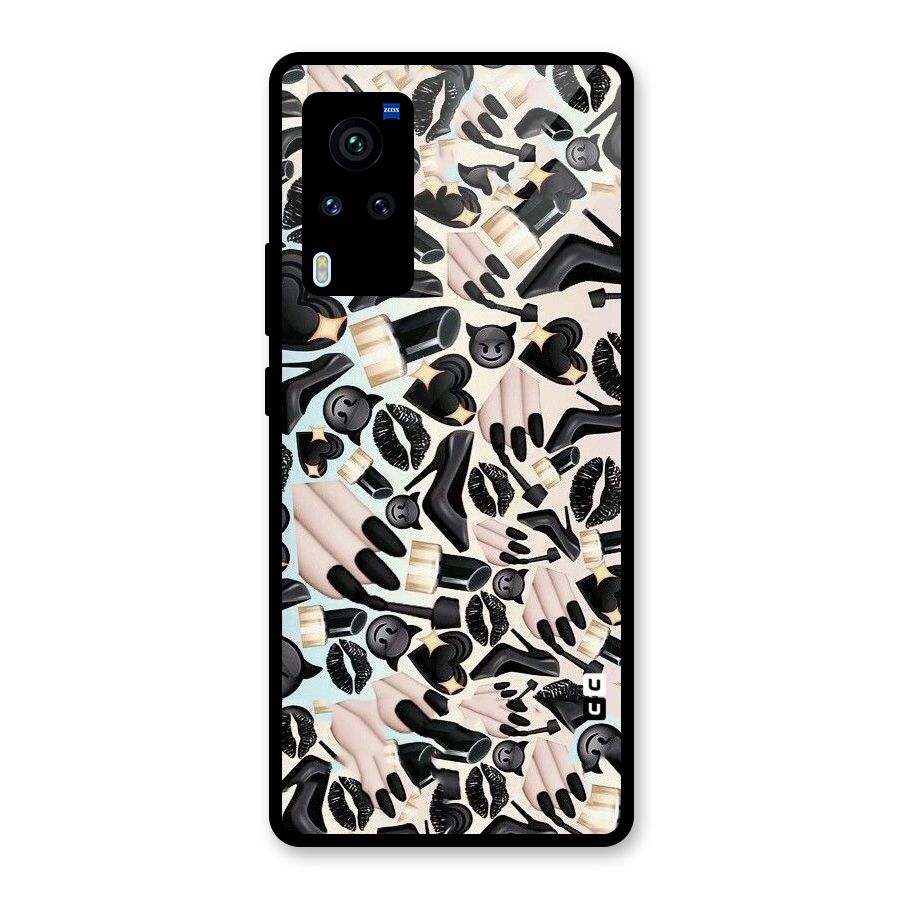 All Black Love Glass Back Case for Vivo X60 Pro